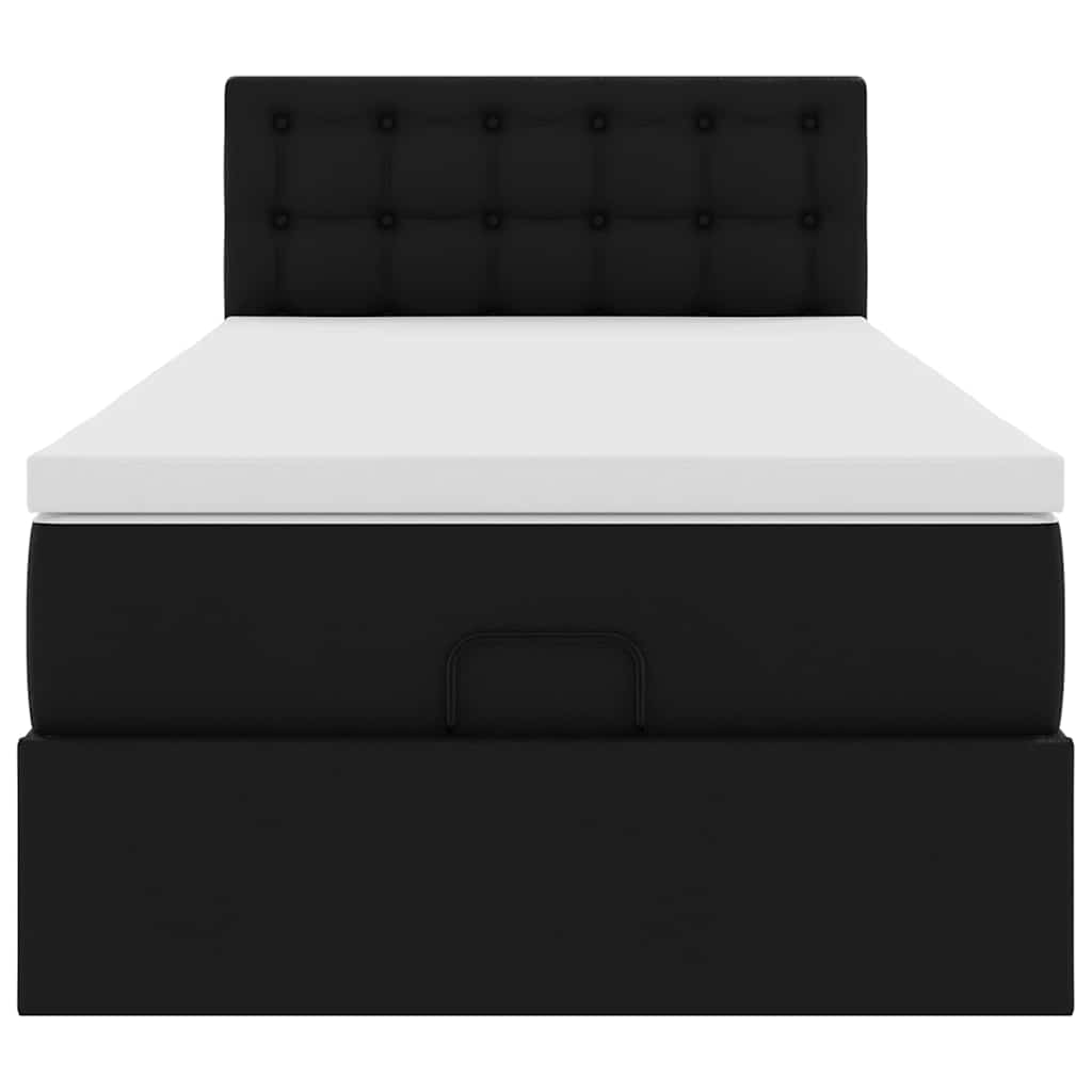 Cadre de lit ottoman avec matelas noir 100x200 cm similicuir - XIOS