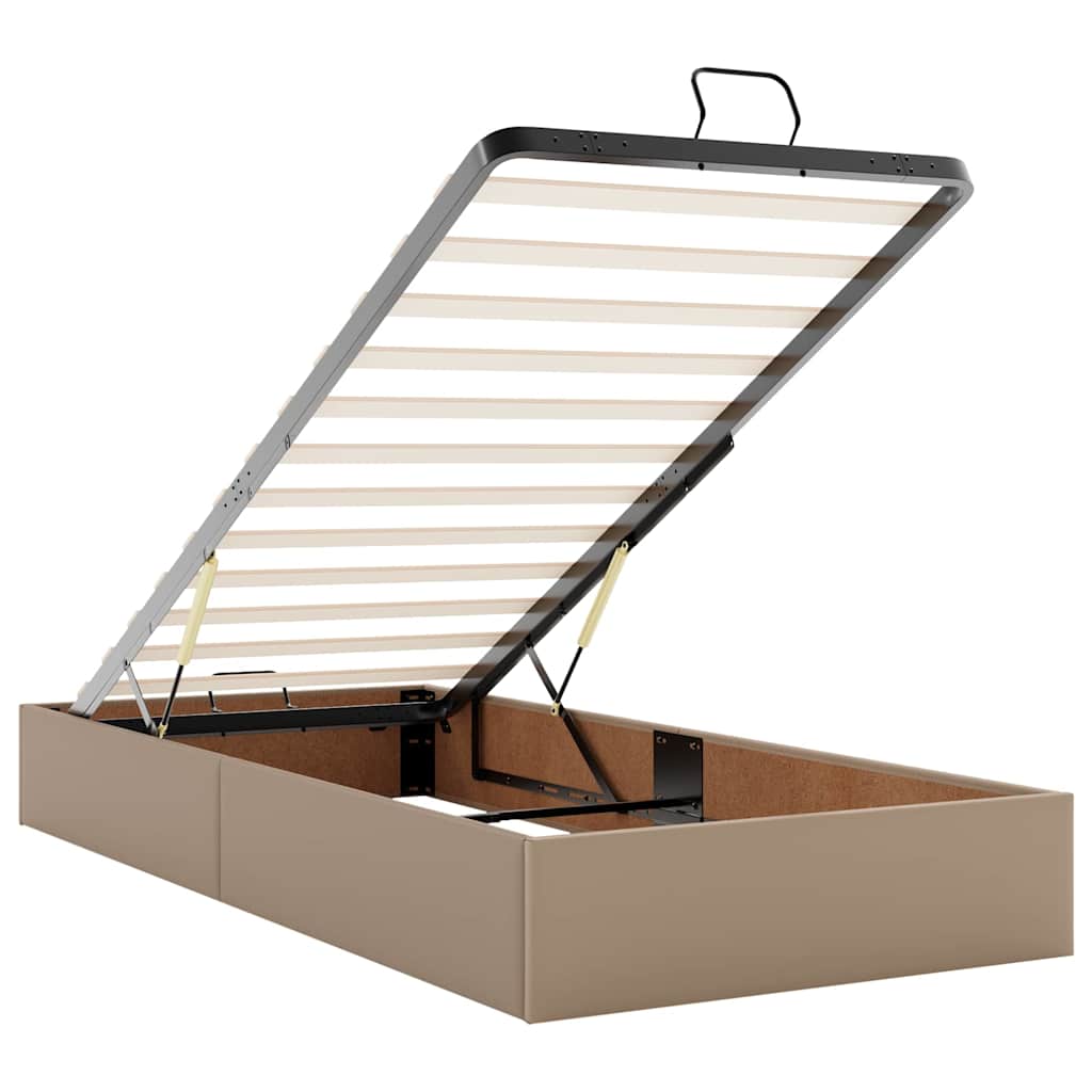 Cadre de lit ottoman et matelas cappuccino 100x200cm similicuir - XIOS