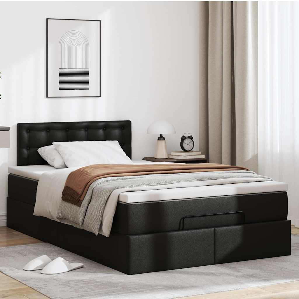 Lit ottoman avec matelas & LED noir 120x190cm similicuir - XIOS