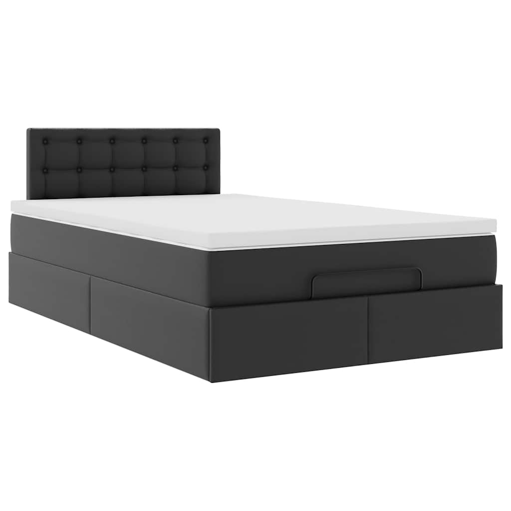 Lit ottoman avec matelas & LED noir 120x190cm similicuir - XIOS