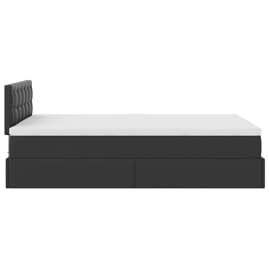 Lit ottoman avec matelas & LED noir 120x190cm similicuir - XIOS