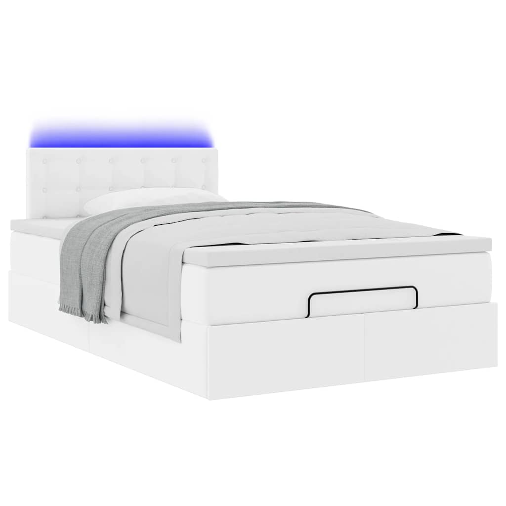 Cadre de lit ottoman et matelas blanc pur 120x200 cm similicuir - XIOS