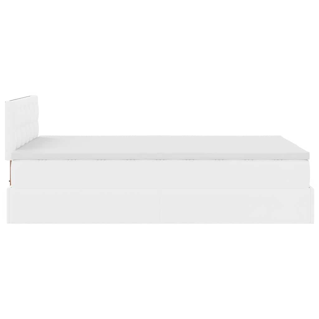 Cadre de lit ottoman et matelas blanc pur 120x200 cm similicuir - XIOS