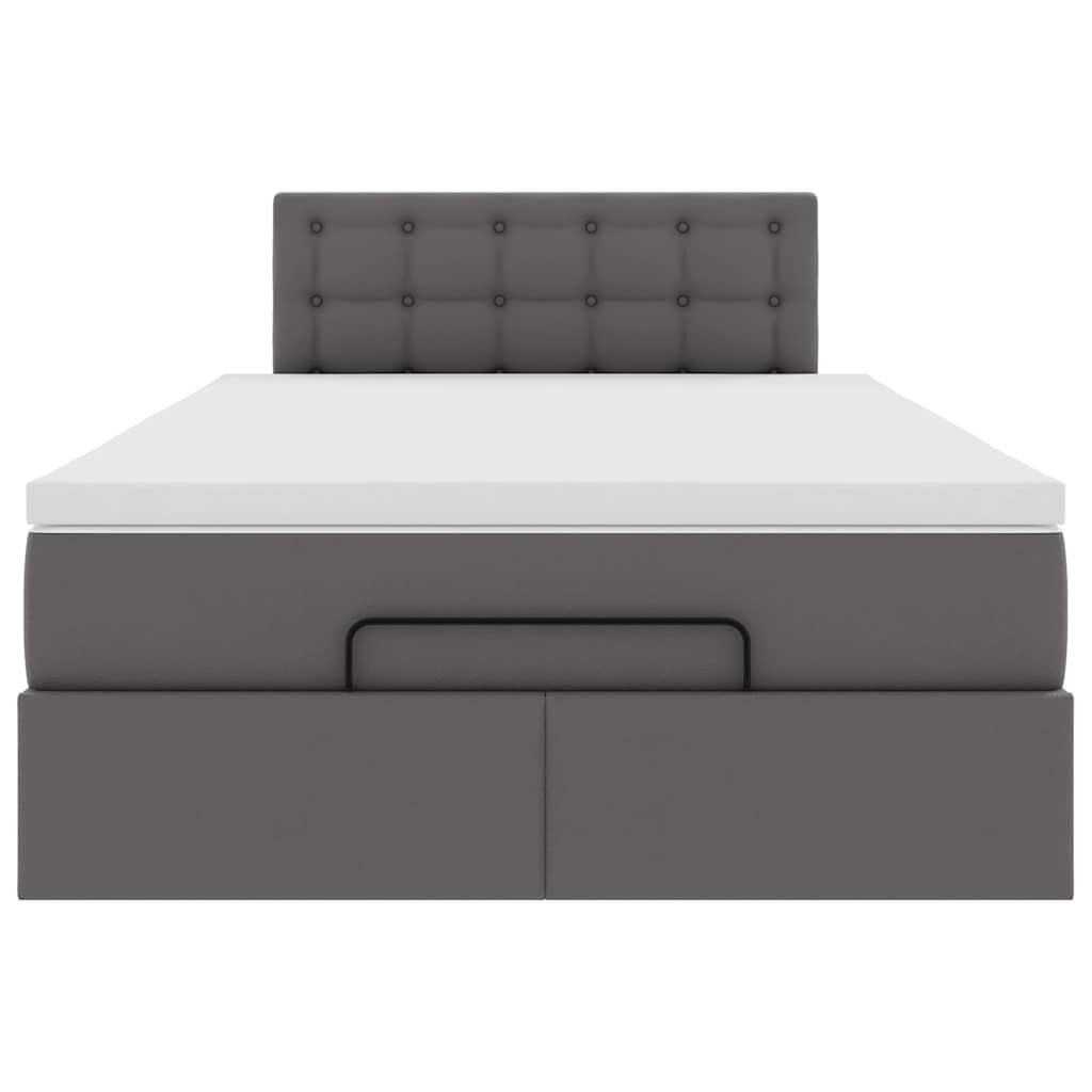 Cadre de lit ottoman avec matelas gris 120x200 cm similicuir