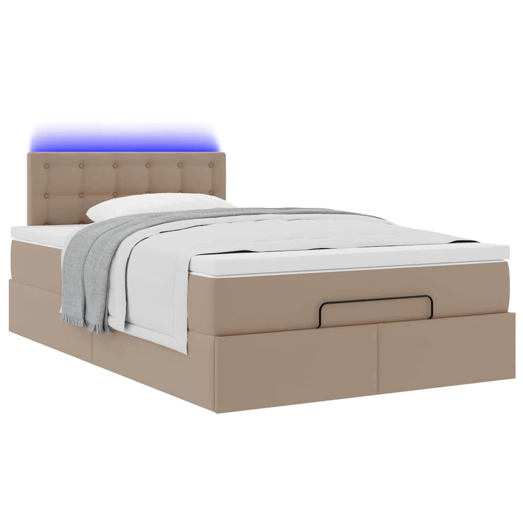 Cadre de lit ottoman et matelas cappuccino 120x200cm similicuir - XIOS