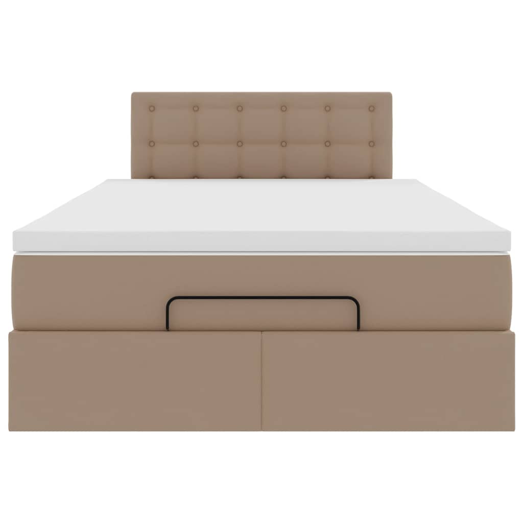 Cadre de lit ottoman et matelas cappuccino 120x200cm similicuir
