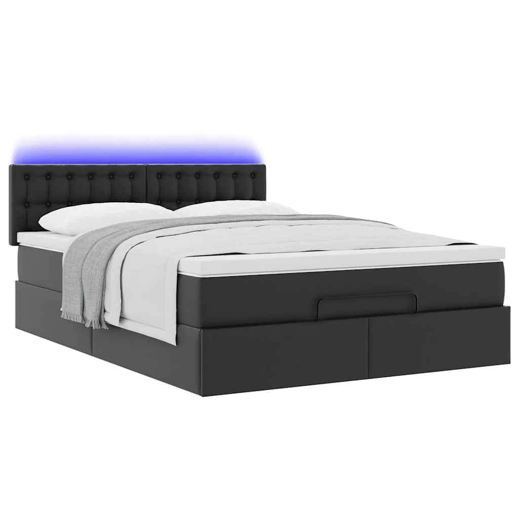 Lit ottoman avec matelas & LED Noir 140x190cm similicuir - XIOS