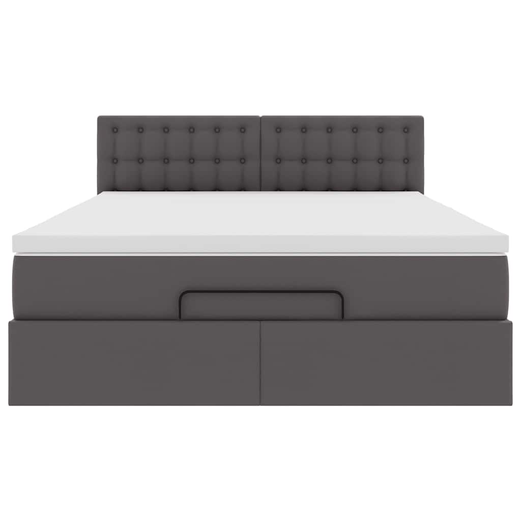 Lit ottoman avec matelas & LED Gris 140x190cm similicuir