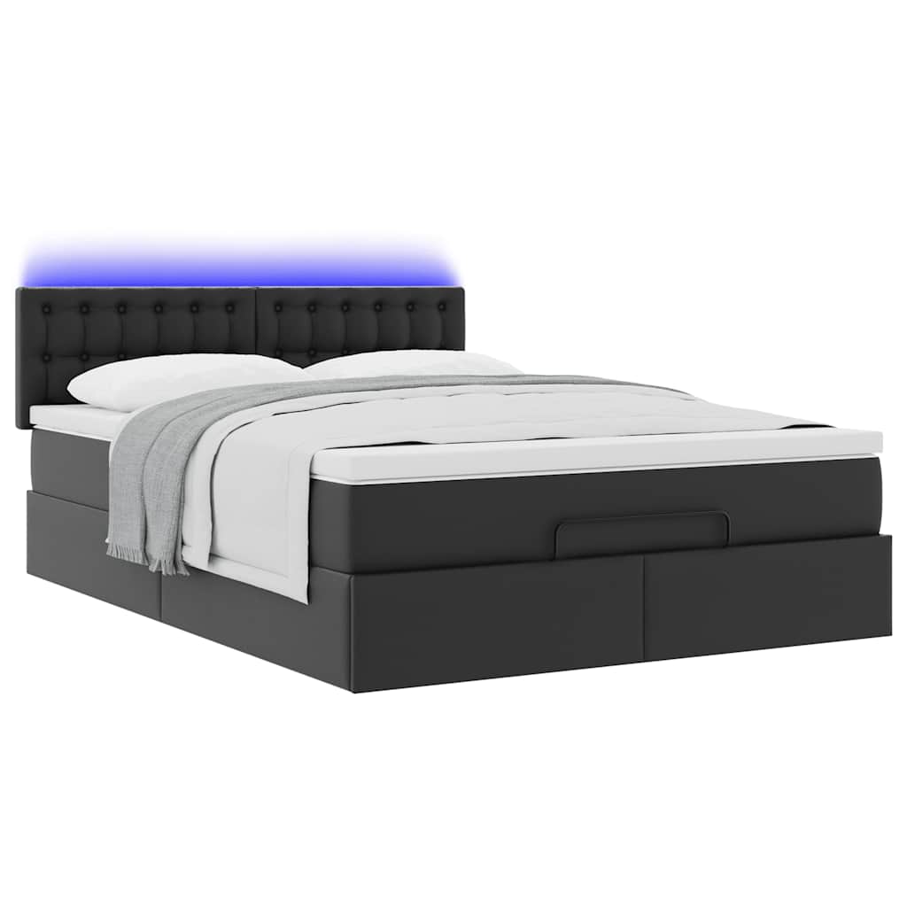 Lit ottoman avec matelas & LED Noir 140x200cm similicuir - XIOS