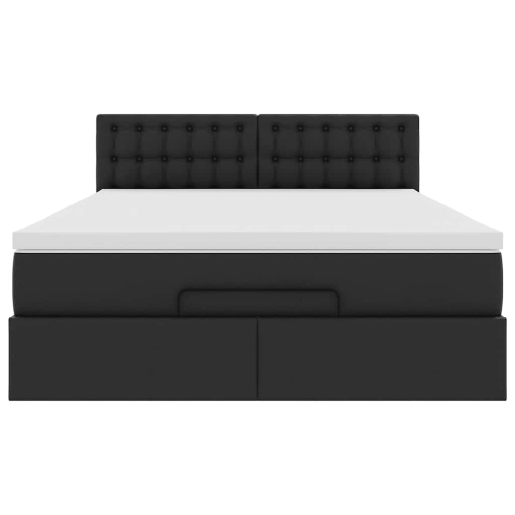 Lit ottoman avec matelas & LED Noir 140x200cm similicuir