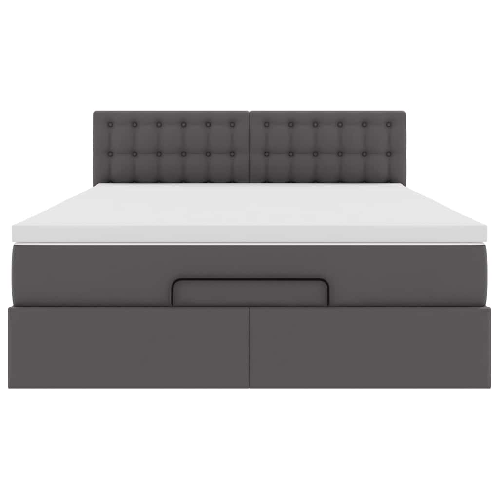 Lit ottoman avec matelas & LED Gris 140x200cm similicuir - XIOS