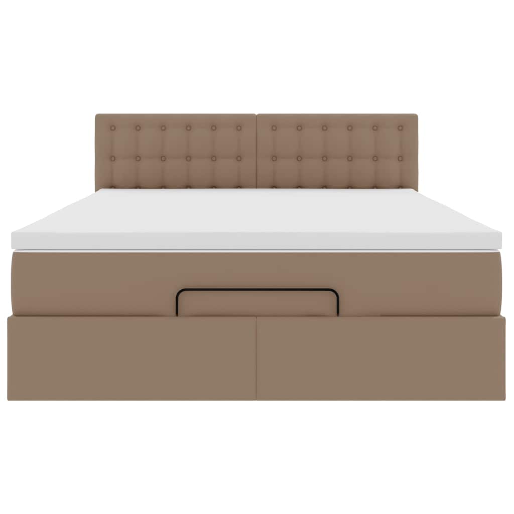 Lit ottoman avec matelas & LED Cappuccino 140x200cm similicuir - XIOS