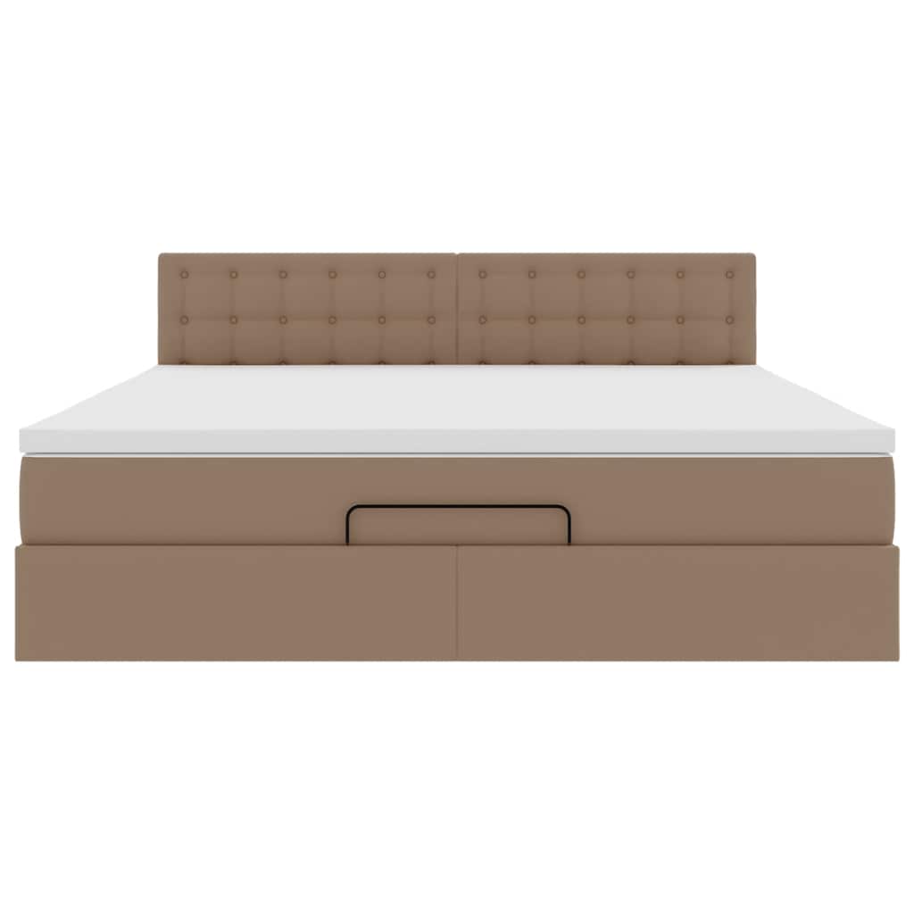 Lit ottoman avec matelas & LED Cappuccino 160x200cm similicuir - XIOS