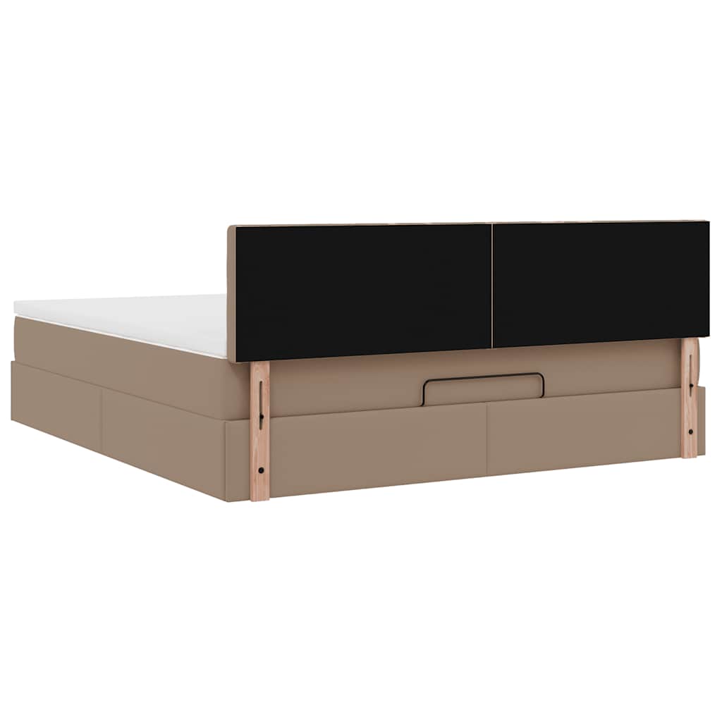 Lit ottoman avec matelas & LED Cappuccino 160x200cm similicuir - XIOS