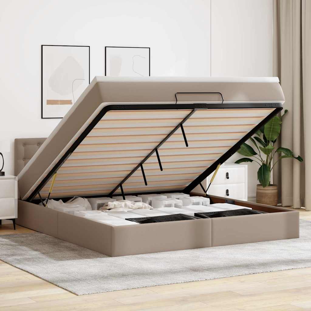 Lit ottoman avec matelas & LED Cappuccino 160x200cm similicuir - XIOS