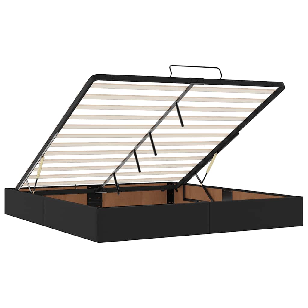 Cadre de lit ottoman avec matelas noir 200x200 cm similicuir - XIOS