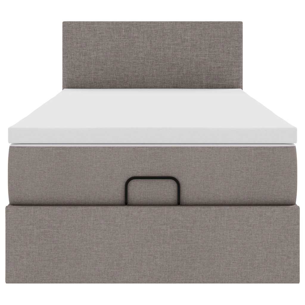 Cadre de lit ottoman avec matelas taupe 90x190 cm tissu