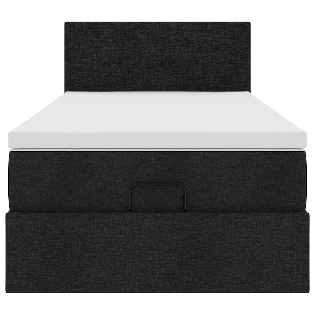 Lit ottoman avec matelas noir 90x200 cm tissu - XIOS