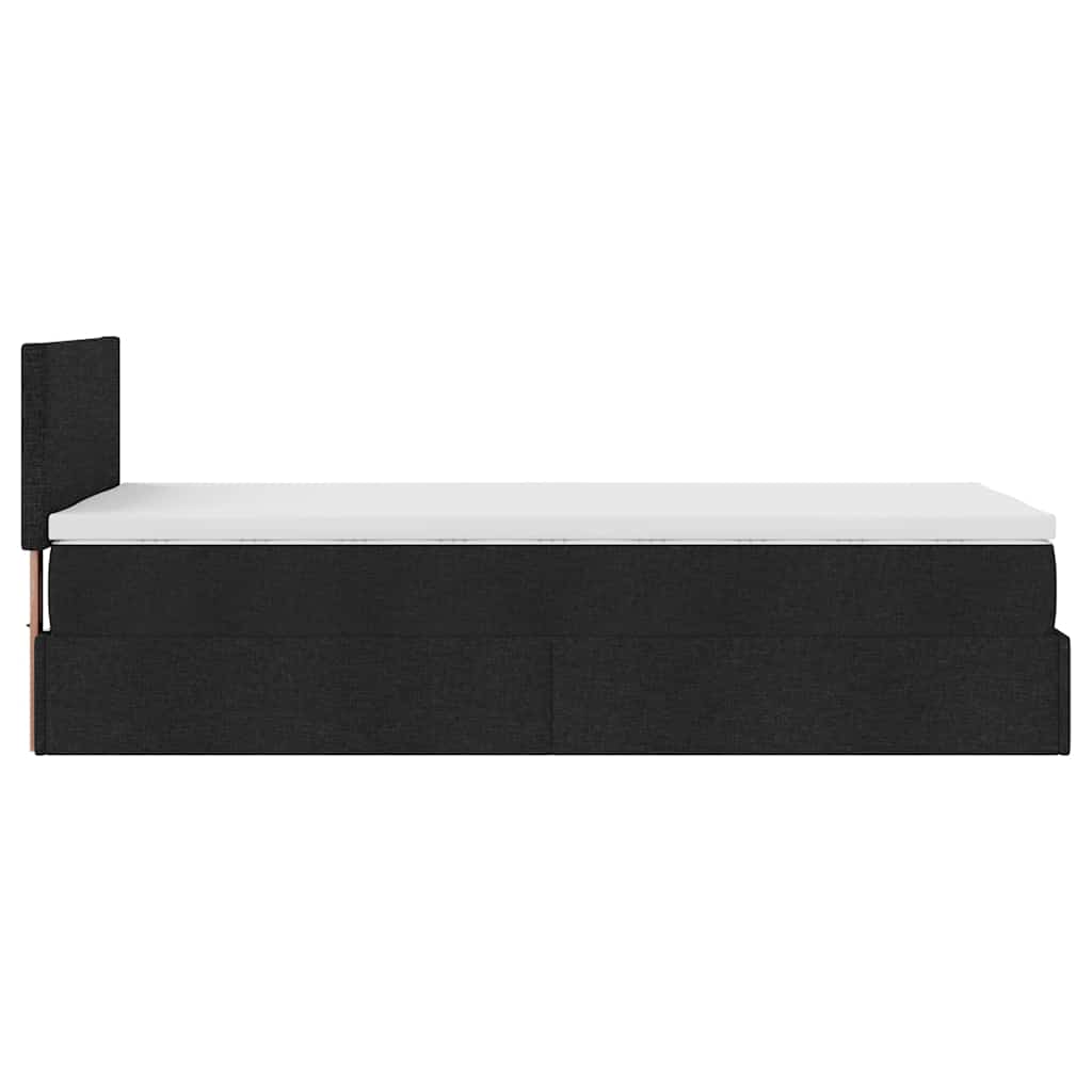 Lit ottoman avec matelas noir 90x200 cm tissu - XIOS