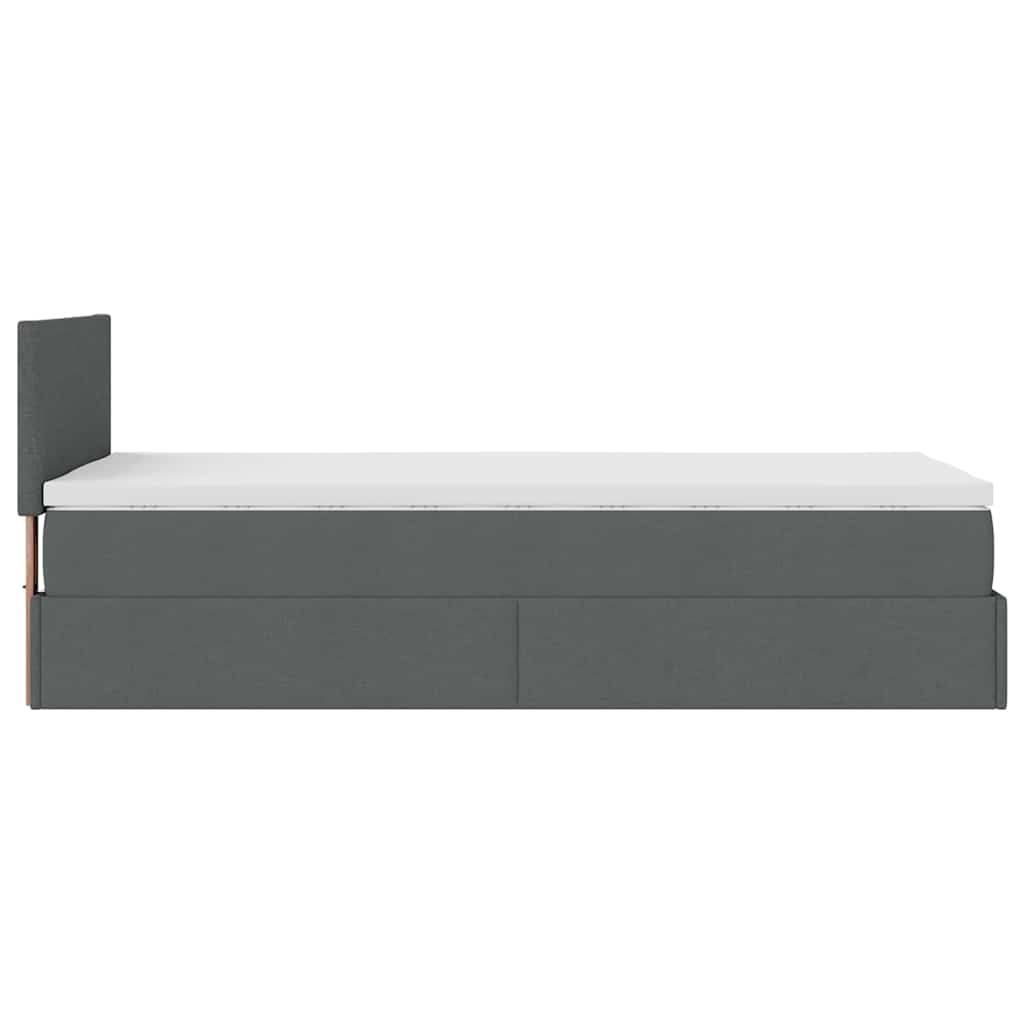 Cadre de lit ottoman avec matelas gris foncé 100x200 cm tissu - XIOS