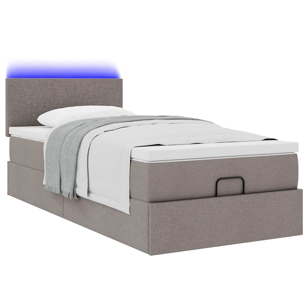 Lit ottoman avec matelas taupe 100x200 cm tissu