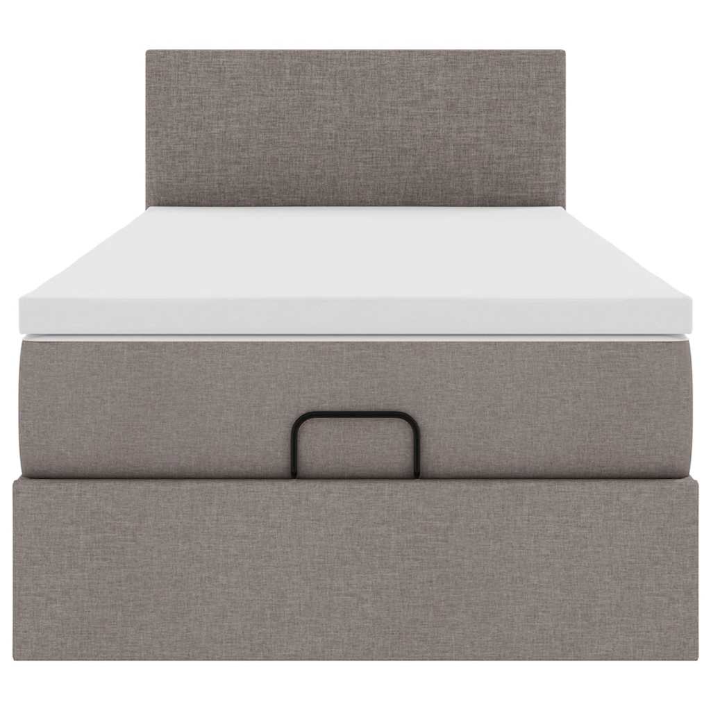 Lit ottoman avec matelas taupe 100x200 cm tissu