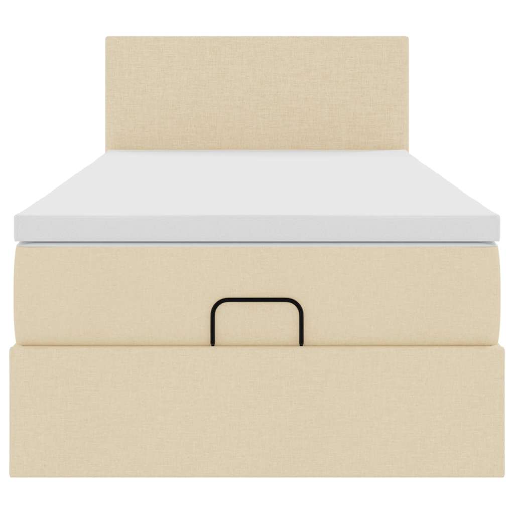 Lit ottoman avec matelas crème 100x200 cm tissu - XIOS
