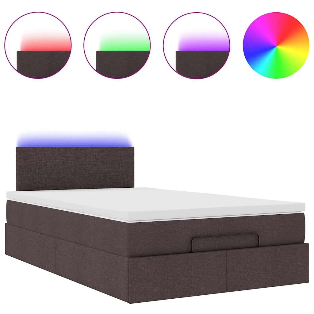 Cadre de lit ottoman avec matelas marron foncé 120x190 cm tissu - XIOS