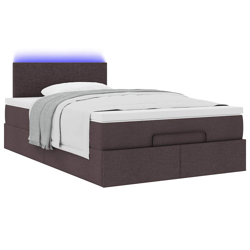 Cadre de lit ottoman avec matelas marron foncé 120x190 cm tissu - XIOS