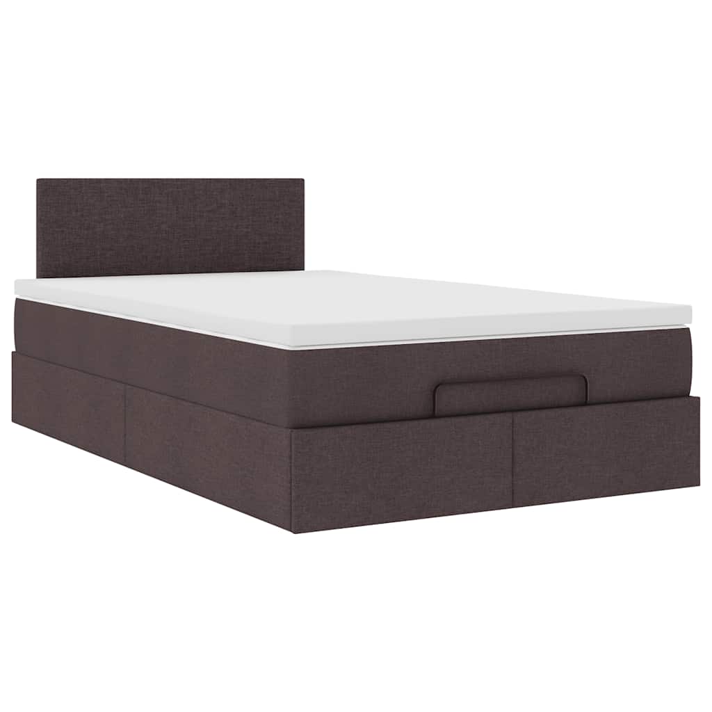 Cadre de lit ottoman avec matelas marron foncé 120x190 cm tissu - XIOS