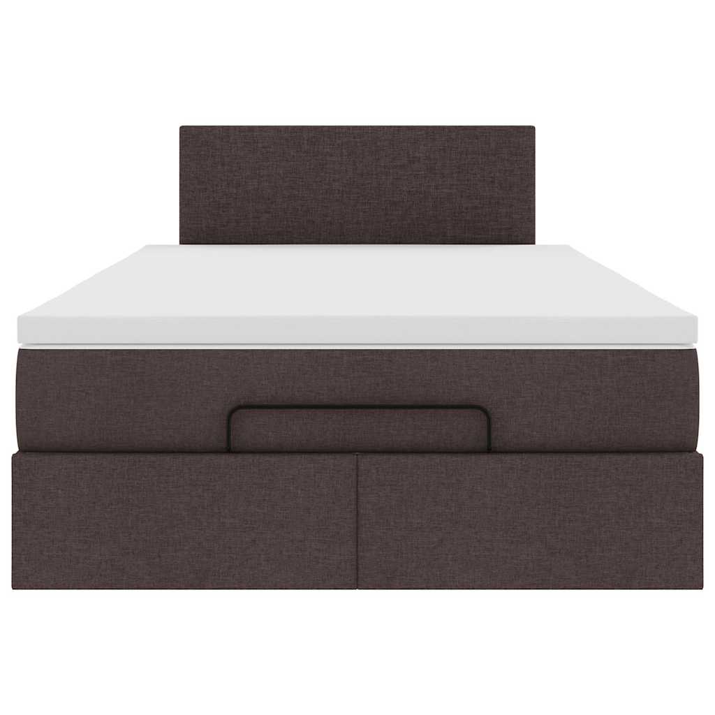 Cadre de lit ottoman avec matelas marron foncé 120x190 cm tissu - XIOS
