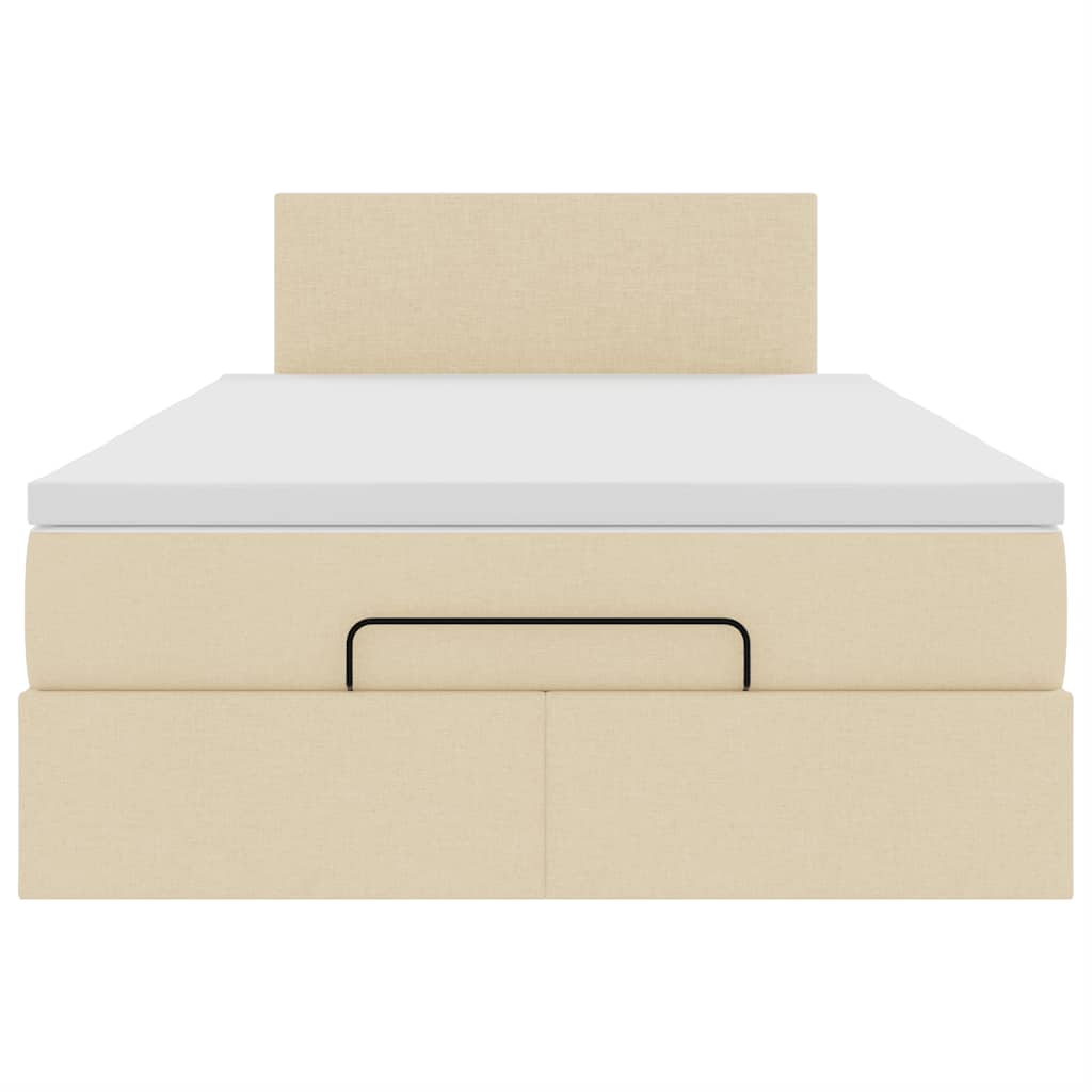 Lit ottoman avec matelas et LED crème 120x190 cm tissu
