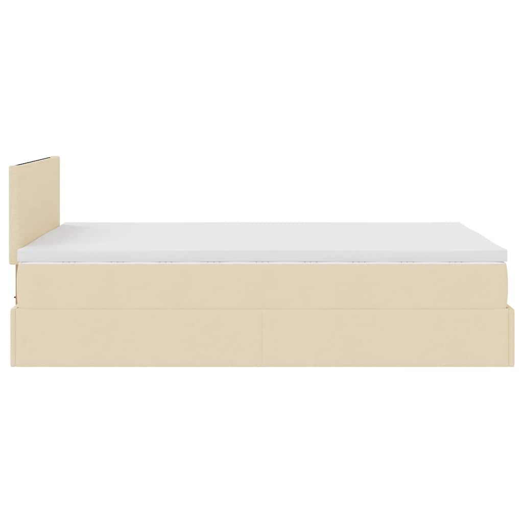 Lit ottoman avec matelas et LED crème 120x190 cm tissu - XIOS