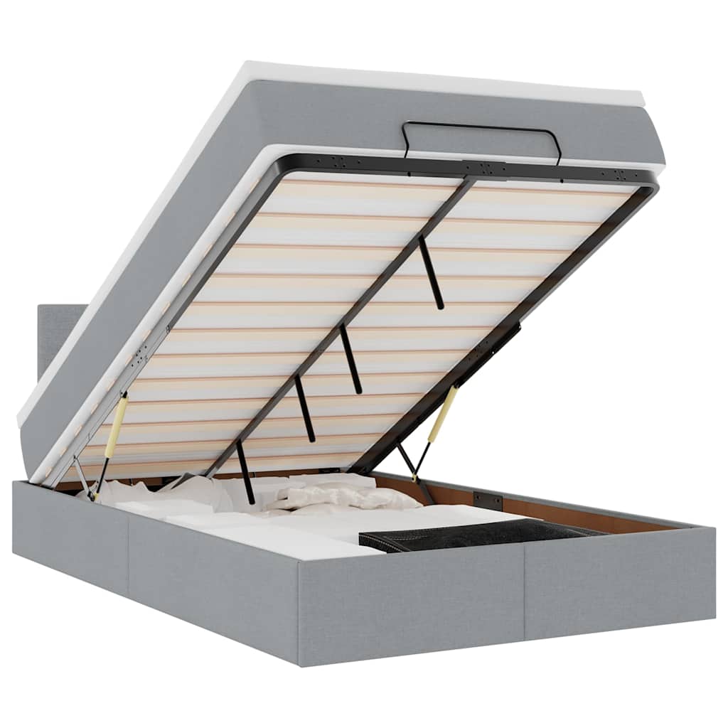 Lit ottoman avec matelas gris clair 120x200 cm tissu - XIOS