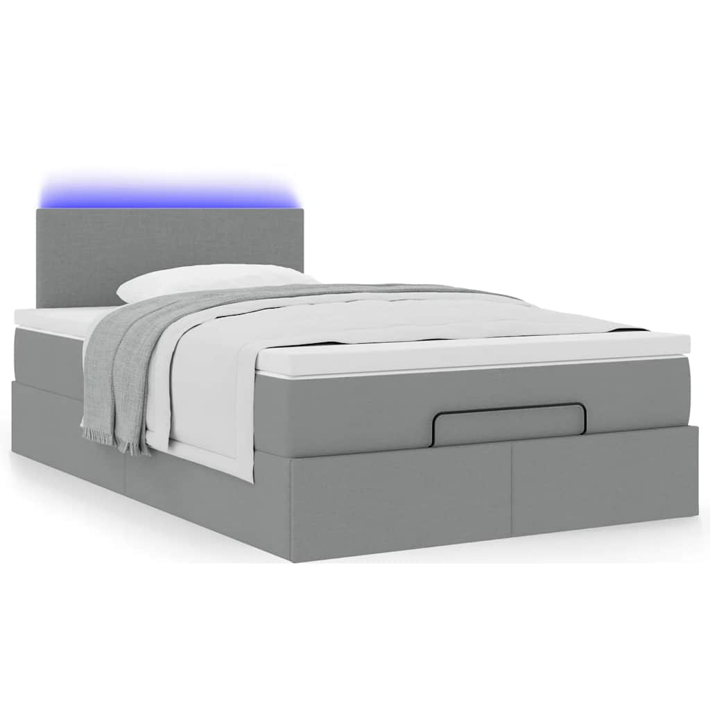 Lit ottoman avec matelas gris clair 120x200 cm tissu - XIOS