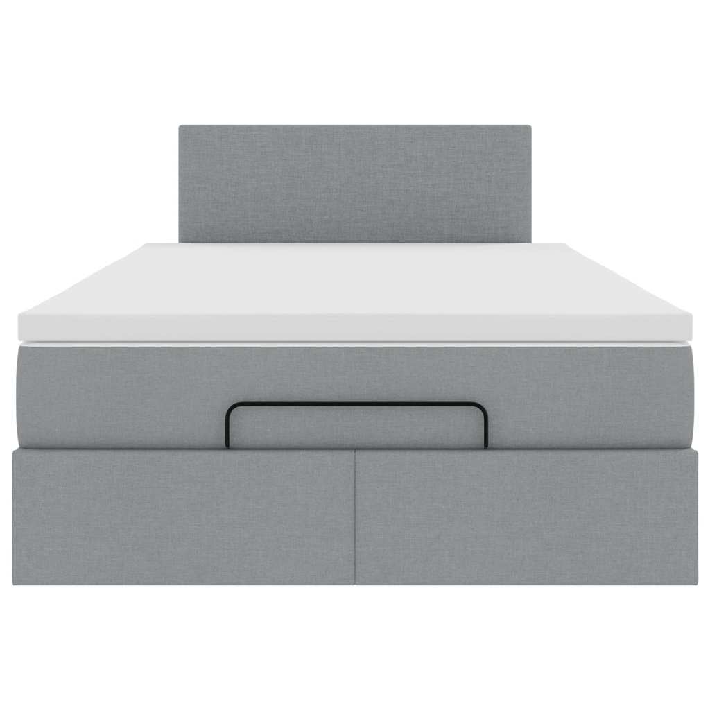 Lit ottoman avec matelas gris clair 120x200 cm tissu - XIOS