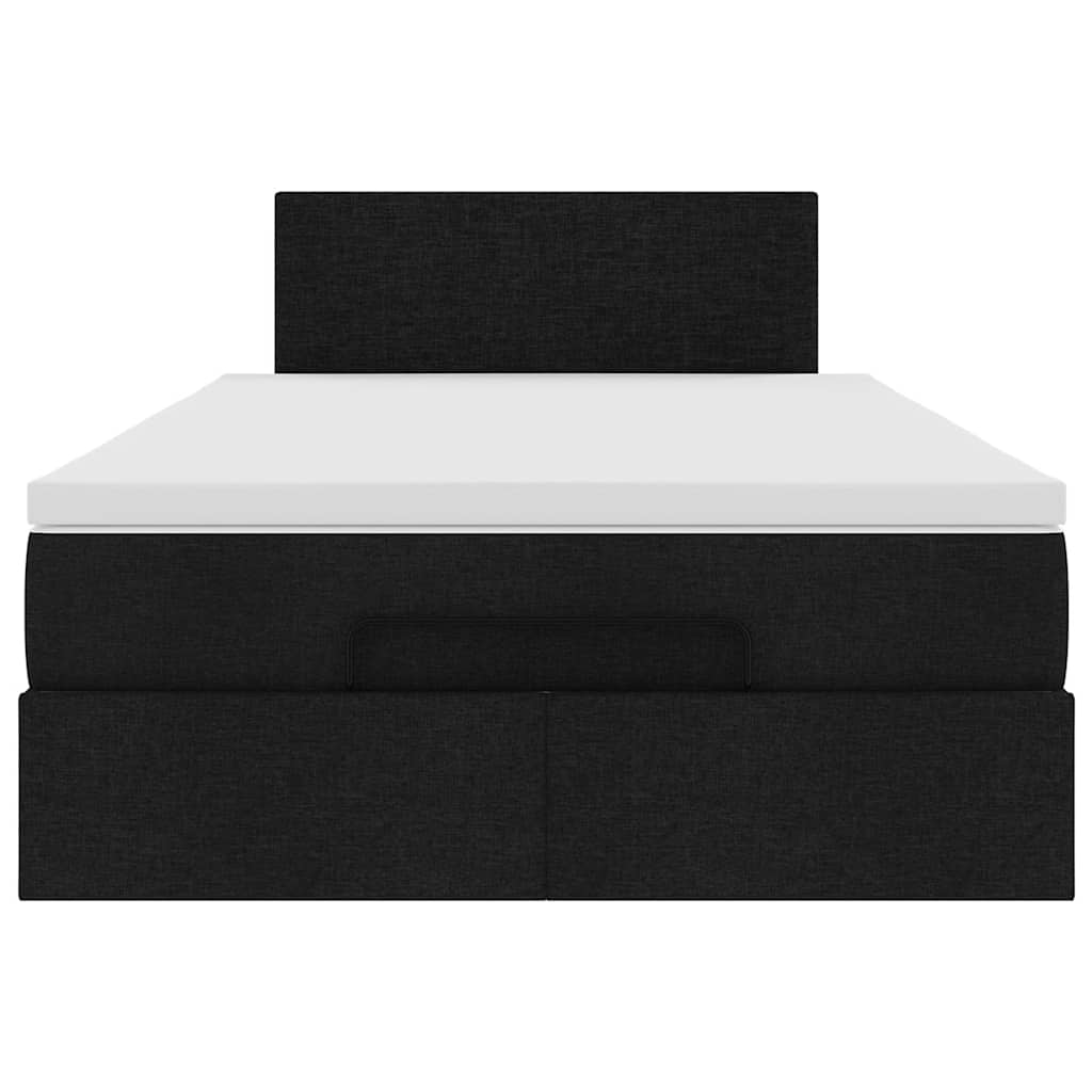 Lit ottoman avec matelas noir 120x200 cm tissu - XIOS