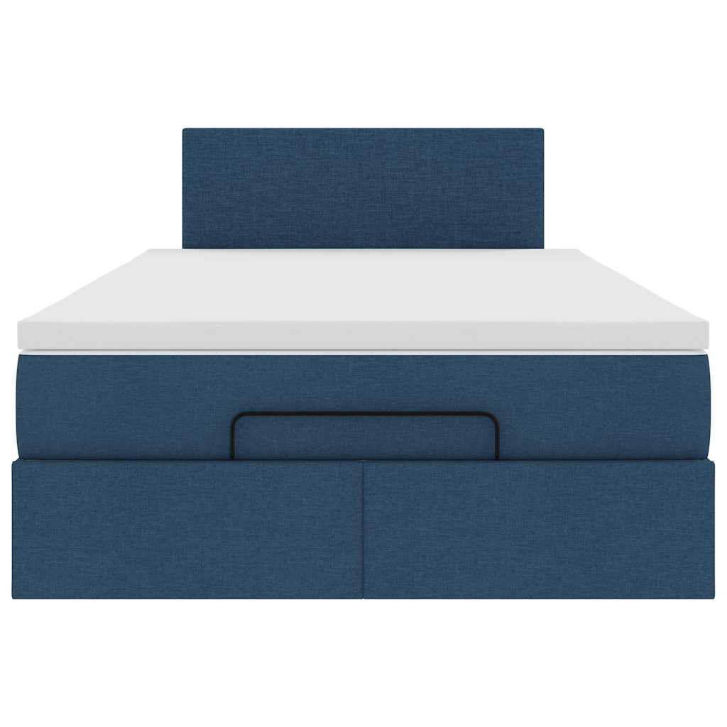 Lit ottoman avec matelas et LED Bleu 120x200 cm Tissu