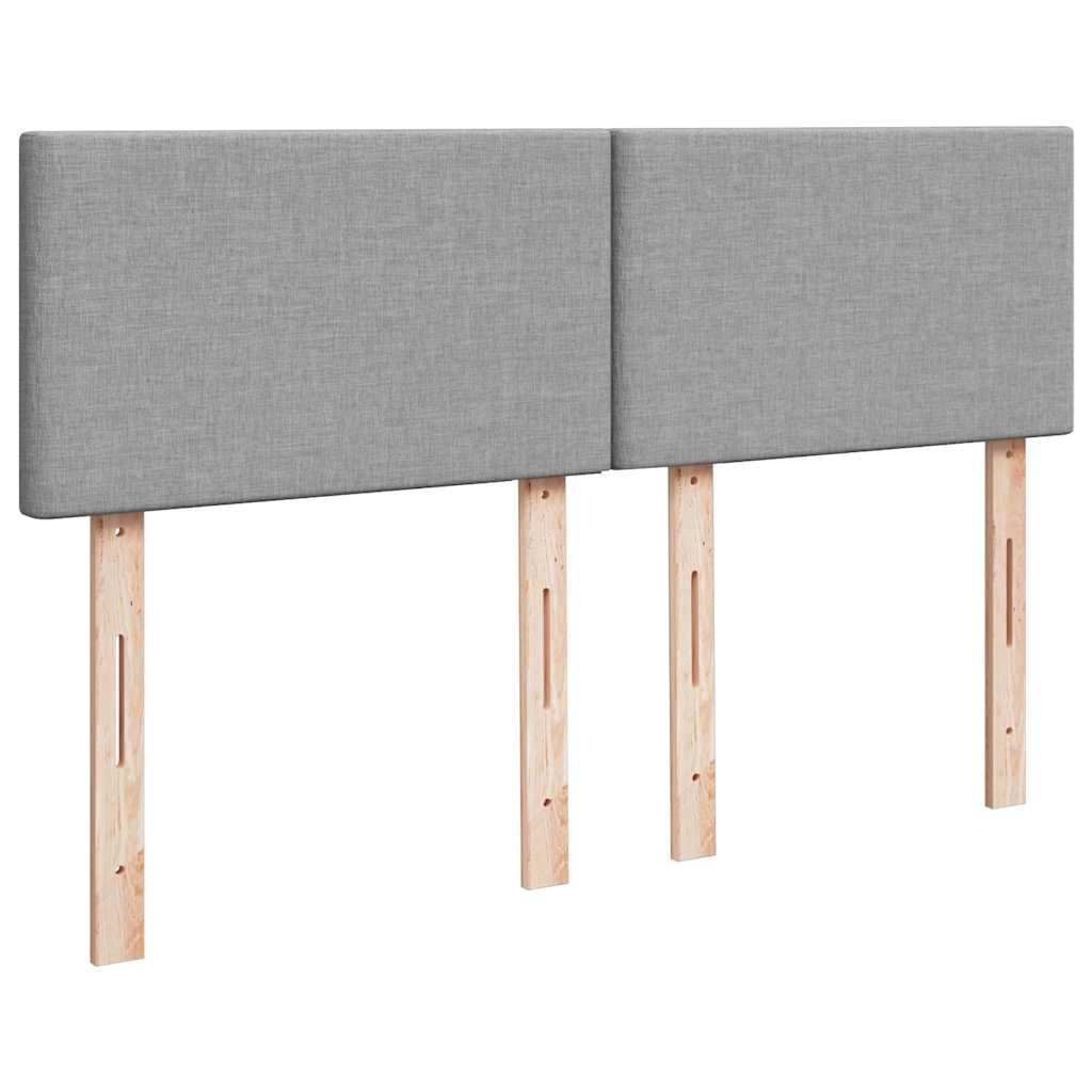 Lit ottoman avec matelas et LED gris clair 140x190 cm tissu