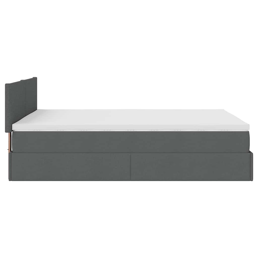 Lit ottoman avec matelas et LED gris foncé 140x190 cm tissu - XIOS