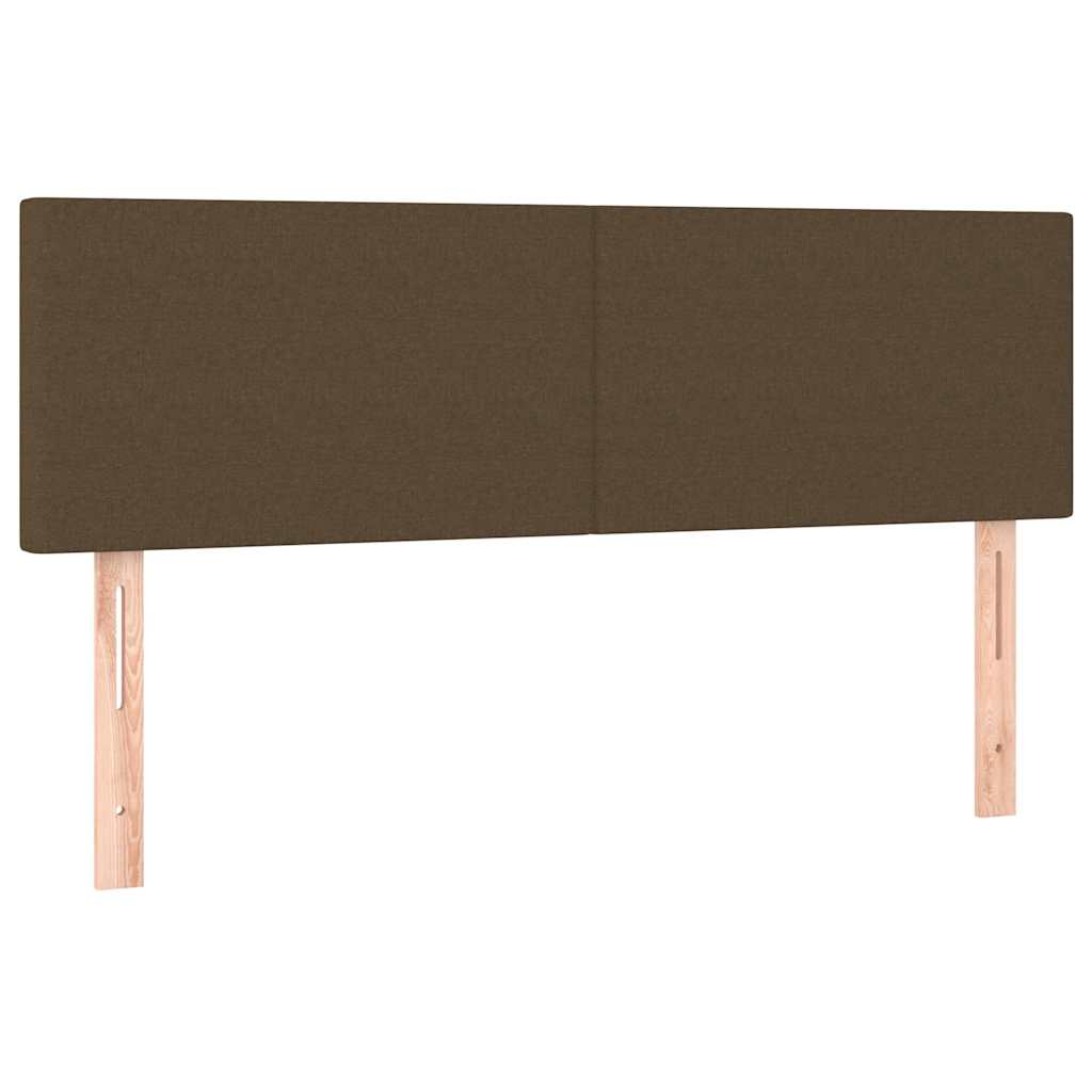 Lit ottoman avec matelas et LED marron foncé 140x190 cm tissu