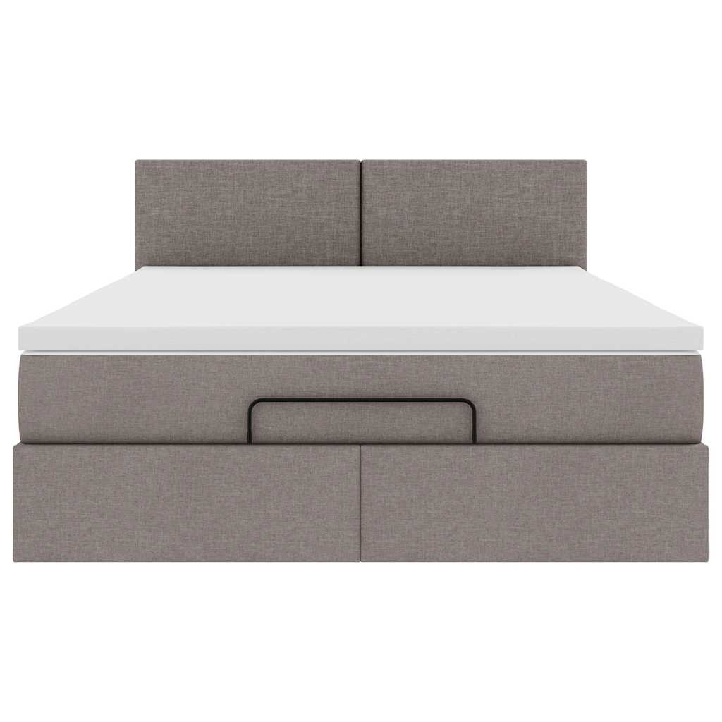 Lit ottoman avec matelas et LED taupe 140x190 cm tissu - XIOS