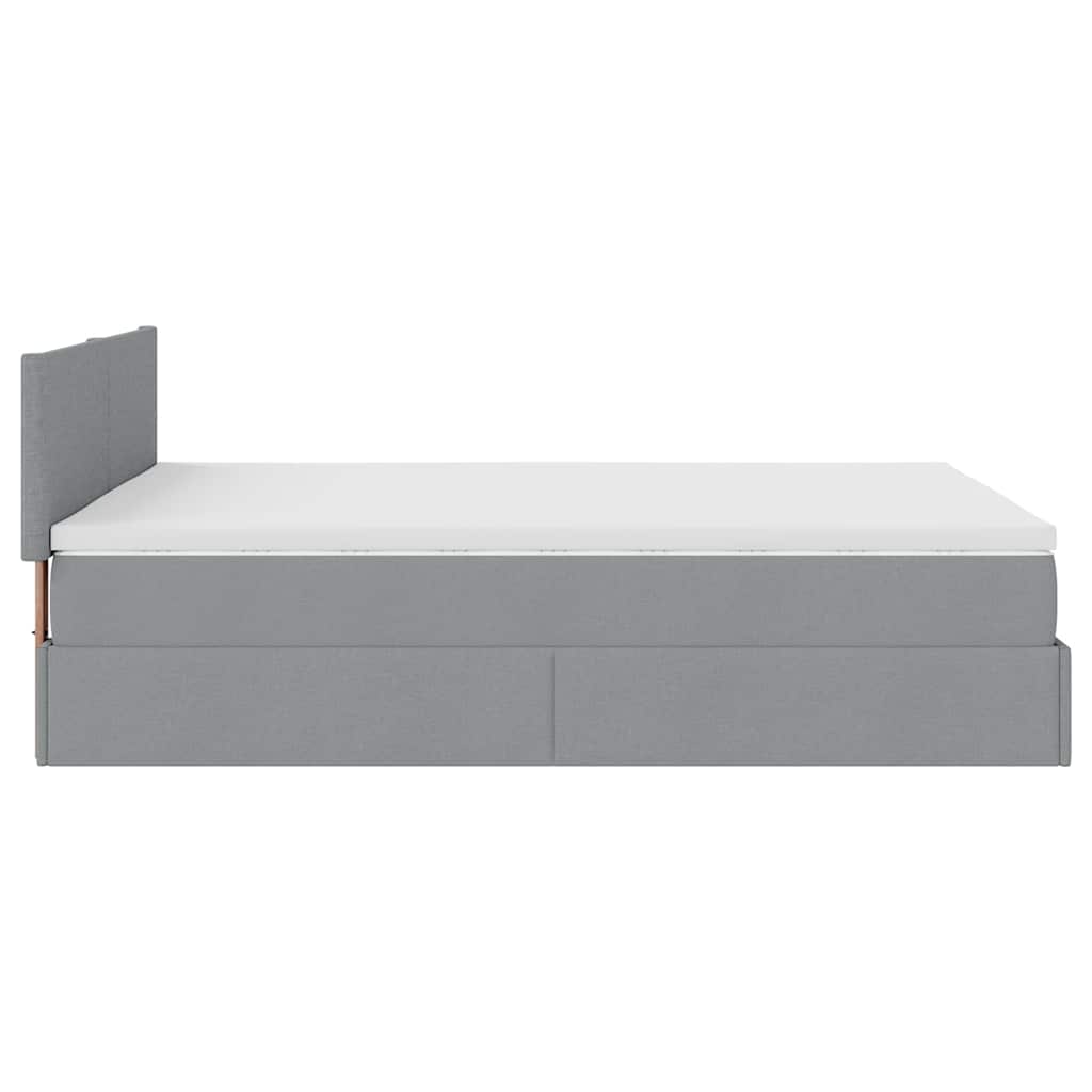 Cadre de lit ottoman et matelas gris clair 140x200 cm tissu - XIOS