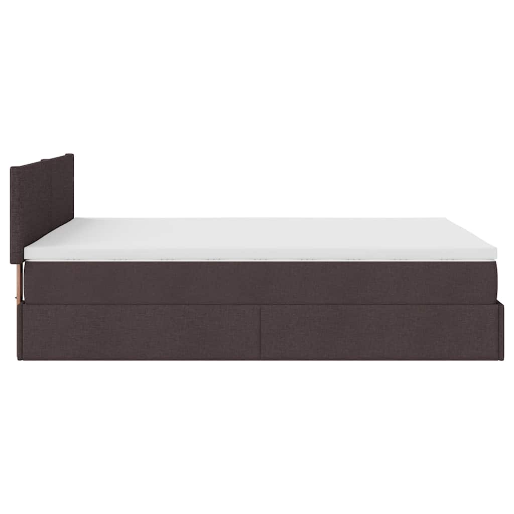 Cadre de lit ottoman avec matelas marron foncé 140x200 cm tissu - XIOS