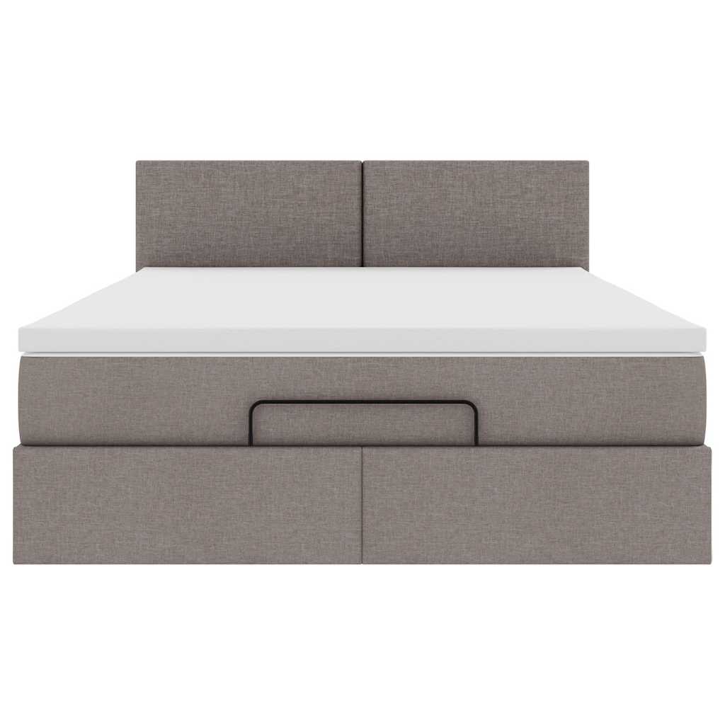 Lit ottoman avec matelas et LED taupe 140x200 cm tissu - XIOS