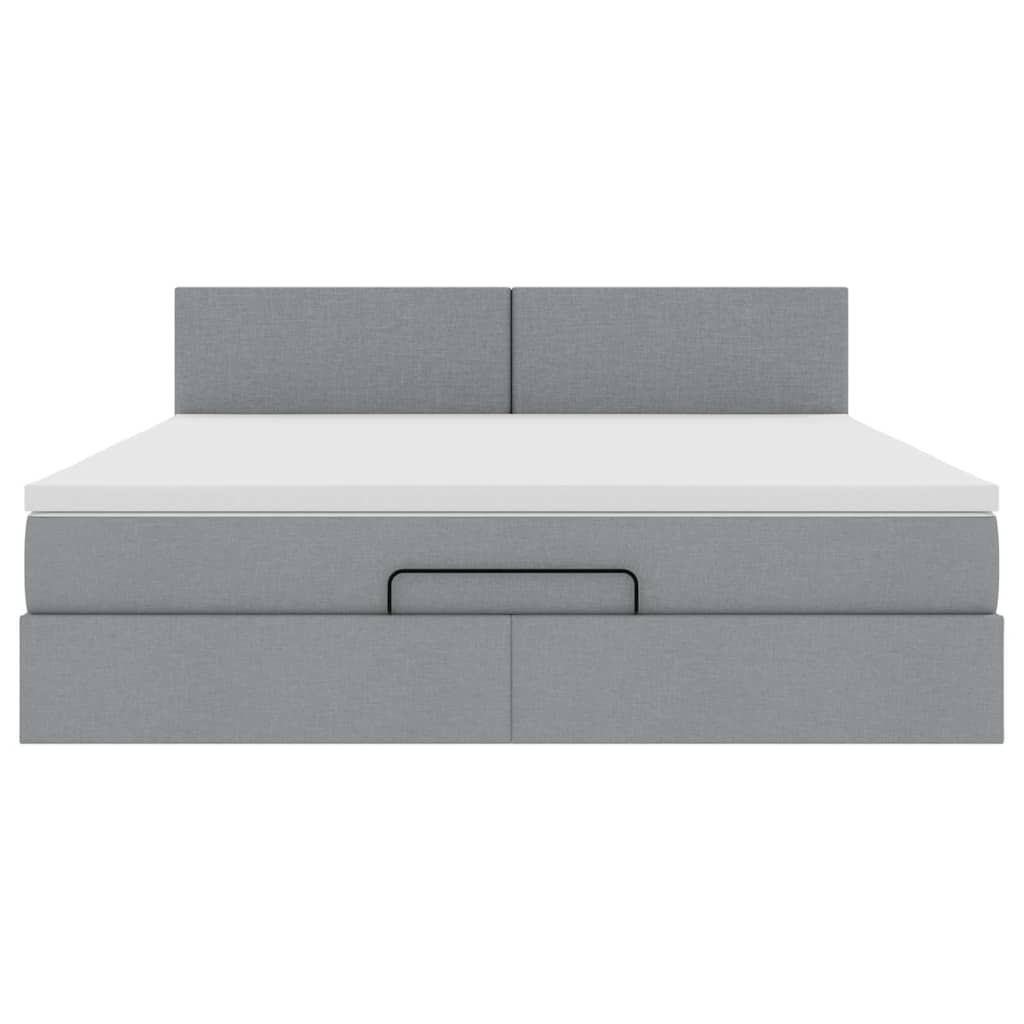 Lit ottoman avec matelas gris clair 160x200 cm tissu