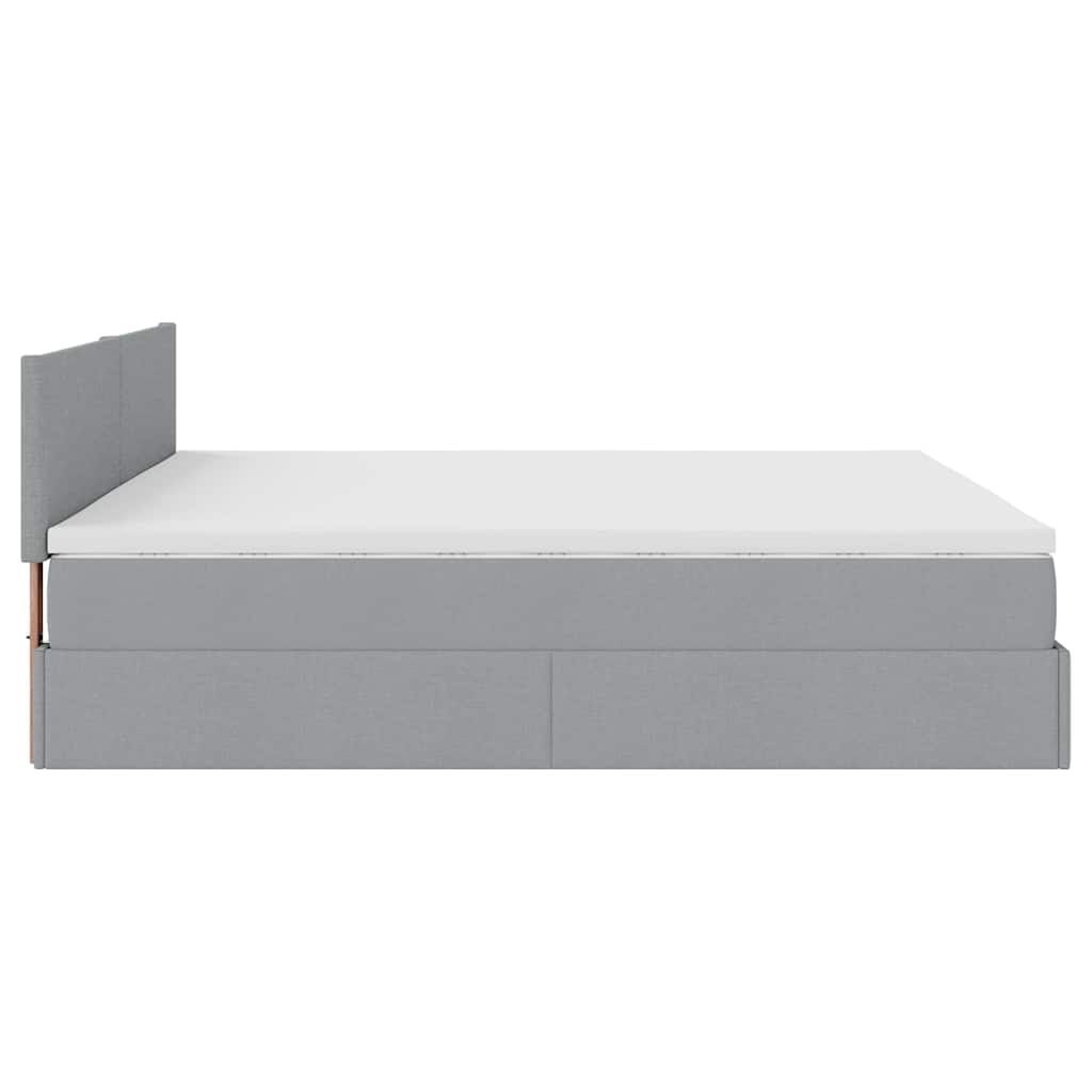 Lit ottoman avec matelas gris clair 160x200 cm tissu - XIOS