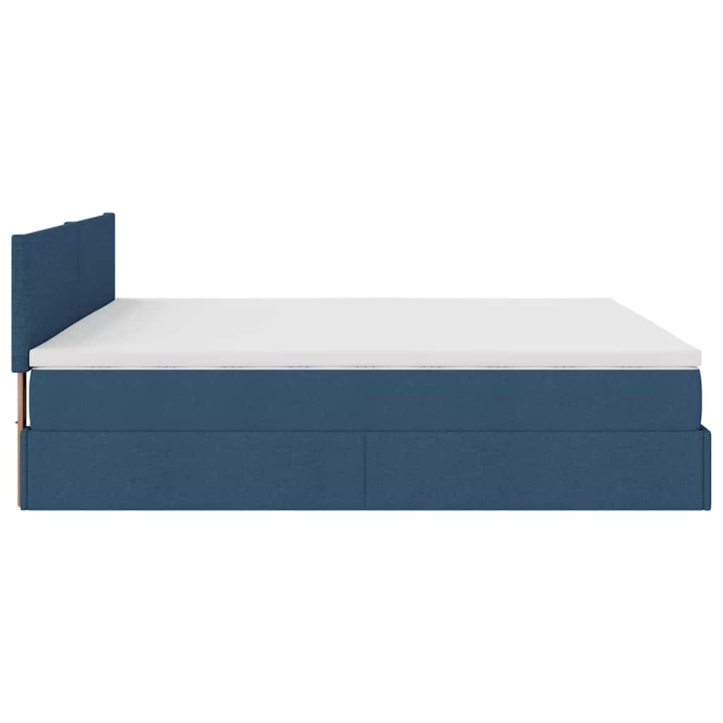 Cadre de lit ottoman avec matelas bleu 160x200 cm tissu - XIOS