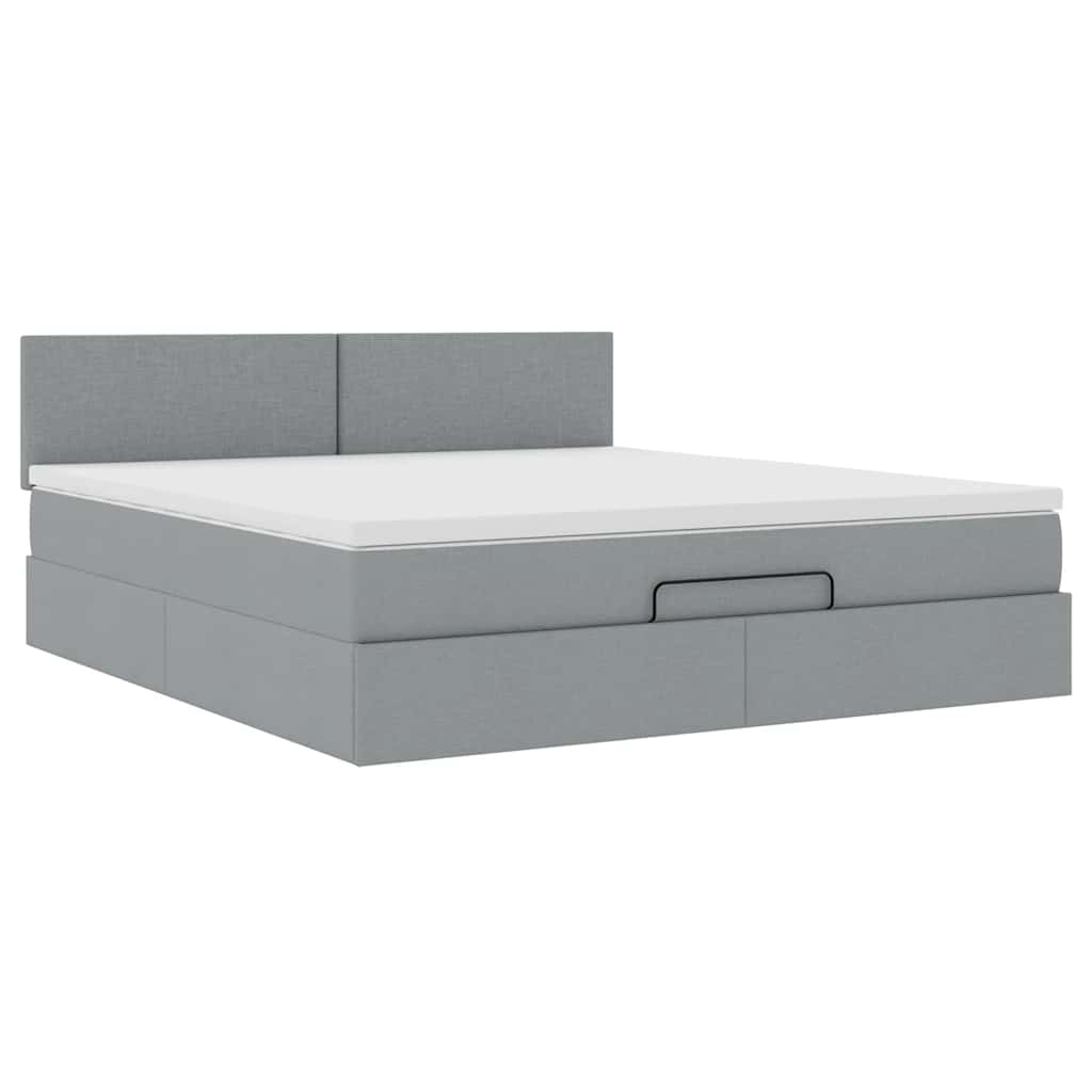 Lit ottoman avec matelas et LED Gris clair 180x200 cm tissu - XIOS