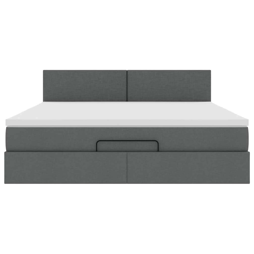 Lit ottoman avec matelas et LED Gris foncé 180x200 cm tissu - XIOS